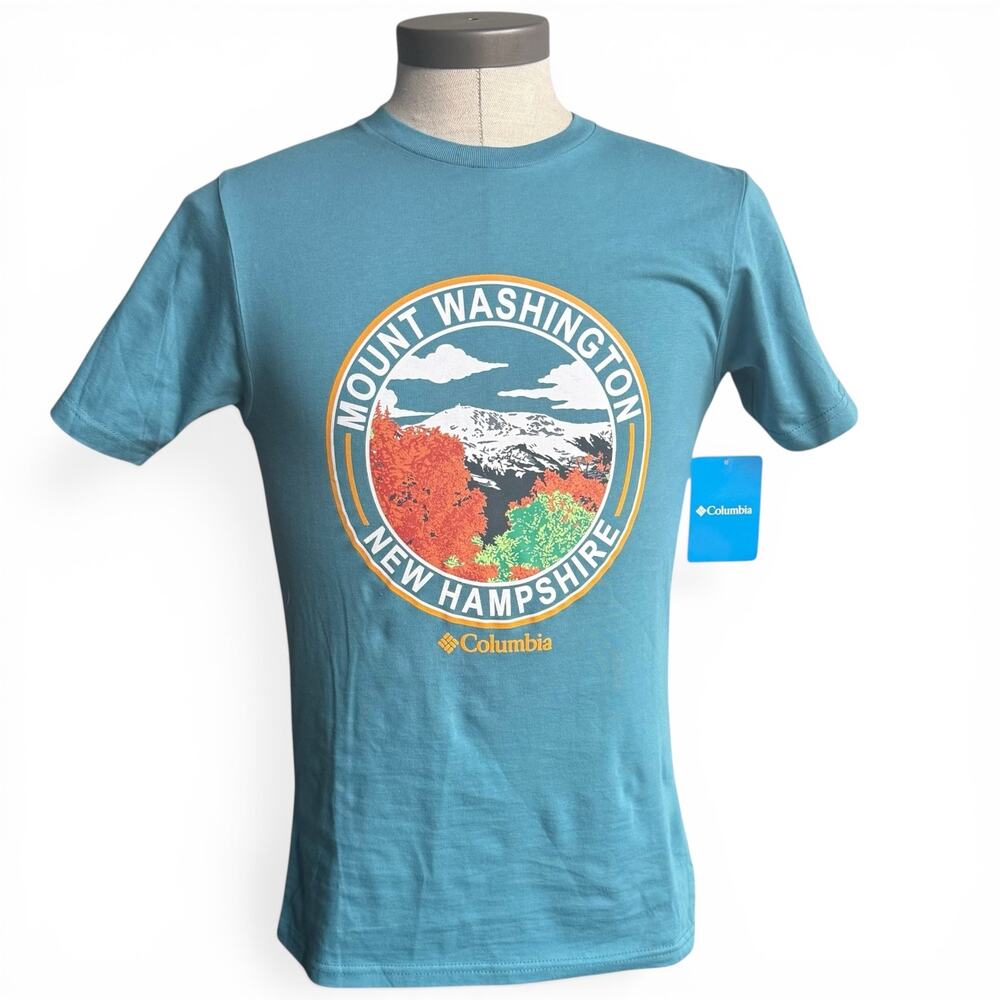 Columbia Mount Washington New Hampshire T Shirt Men’s S Blue Graphic NWT